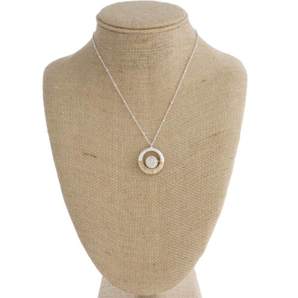 Short Metal Necklace with Wire Wrapped Pendant - Picture 2 of 4